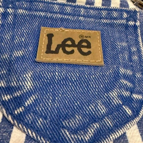Vintage Lee Toddler 2T Railroad Stripe Denim Short Overalls – Made in USA - Picture 3 of 6